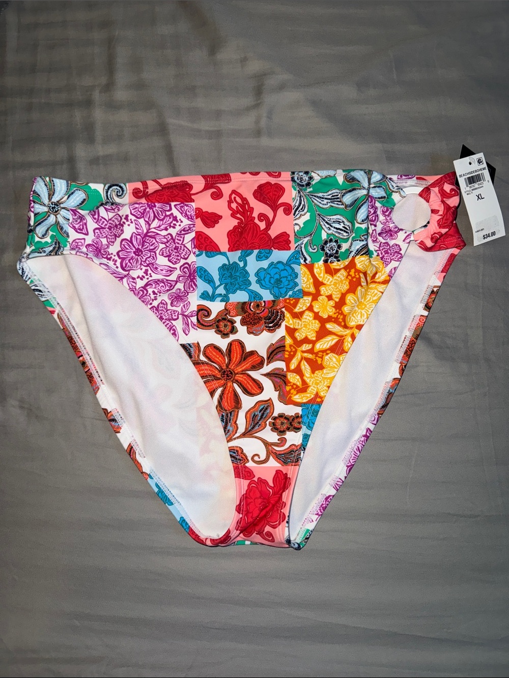 Women's XL Bar III Multicolor Floral Patchwork Bikini Bottoms NWT